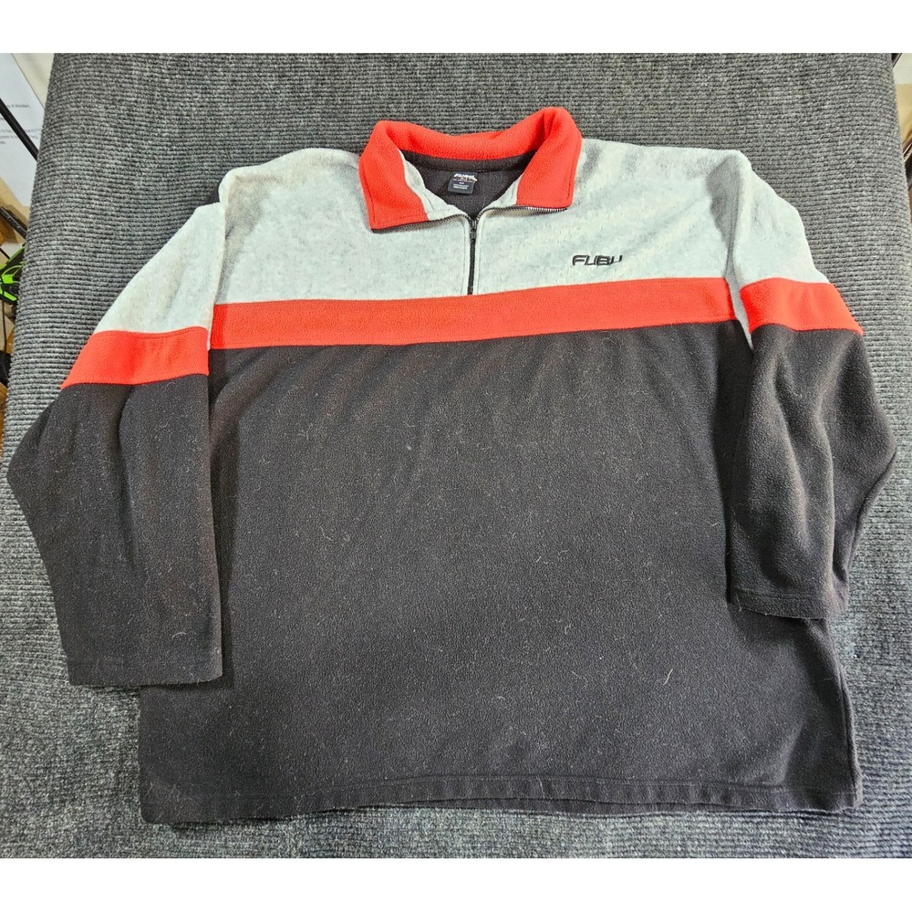 Vintage FUBU Sweatshirt Mens 4X Colorblock Fleece Quarter Zip Outdoor Retro 90s